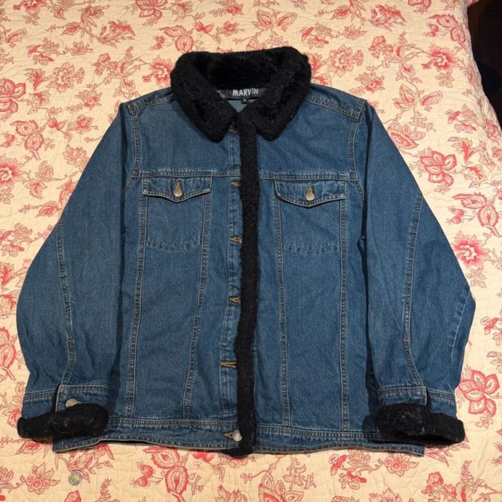 Vintage 2000s Marvin Fall Fur Trim Denim Winter Jacket